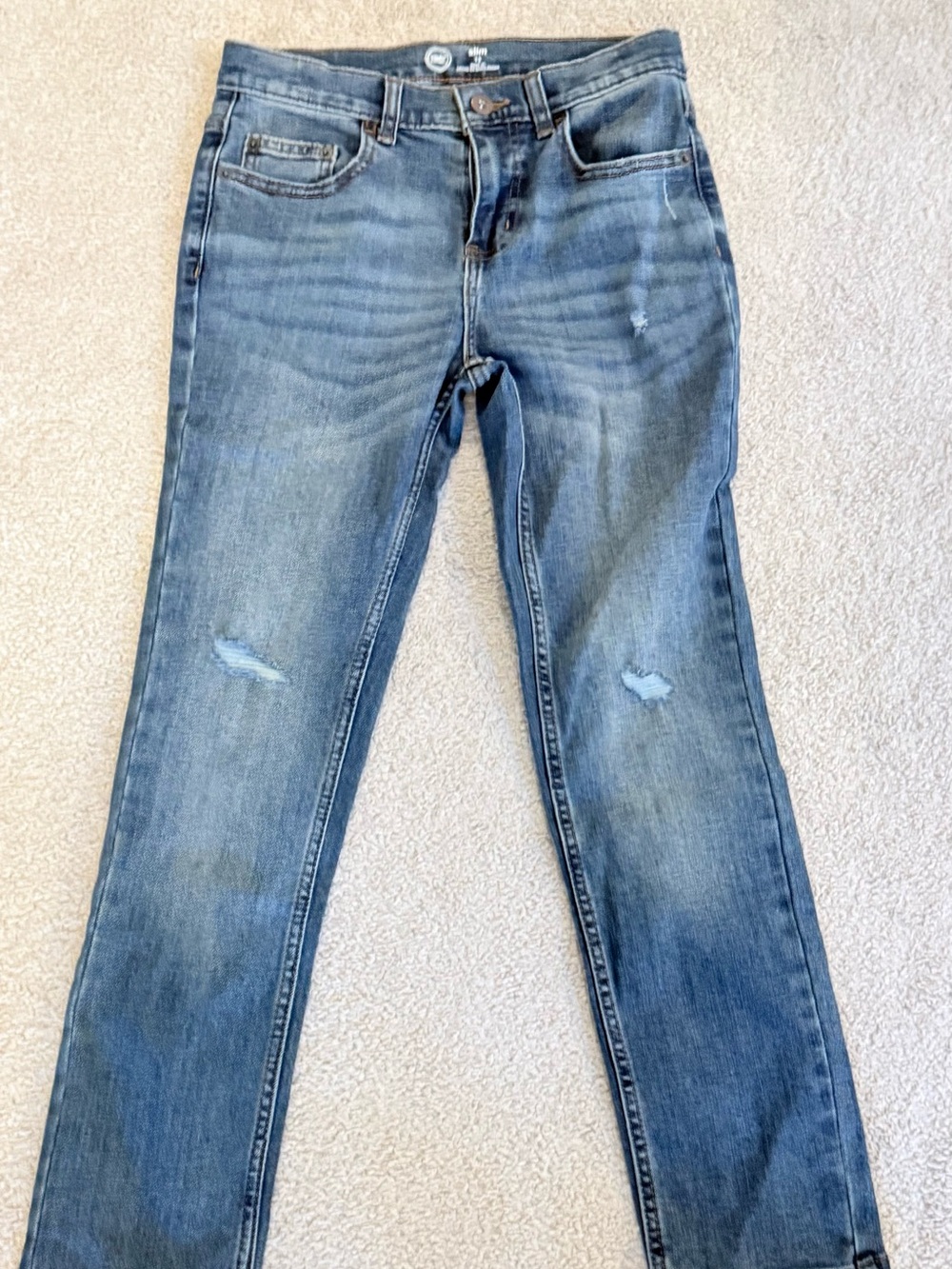 Kids Blue Distressed Straight Jeans